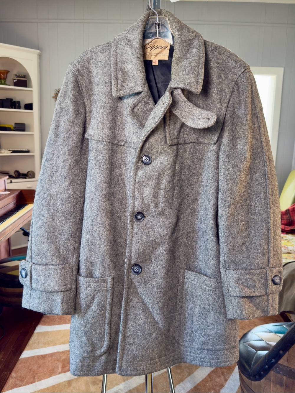 Vintage 50s Chippewa Woolen Mills Grey Car Coat - 40 (M/L)